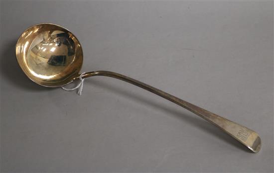 A George III silver Old English pattern soup ladle, London, 1807, 6 oz.